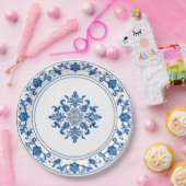 Trendminimalistisch Vintag Blue White Chinoiserie Pappteller (Party)