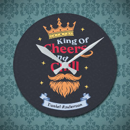 Trendmoderne, farbenfrohe Weihnachtskönig - Typogr Runde Wanduhr