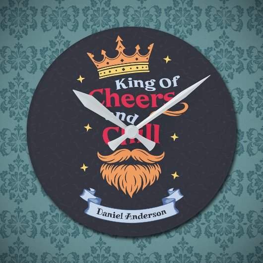 Trendmoderne, farbenfrohe Weihnachtskönig - Typogr Runde Wanduhr