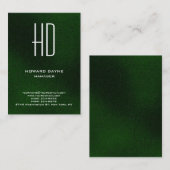 Trendmoderne, schlichte, schlichte, grüne Monogram Visitenkarte (Vorne/Hinten)