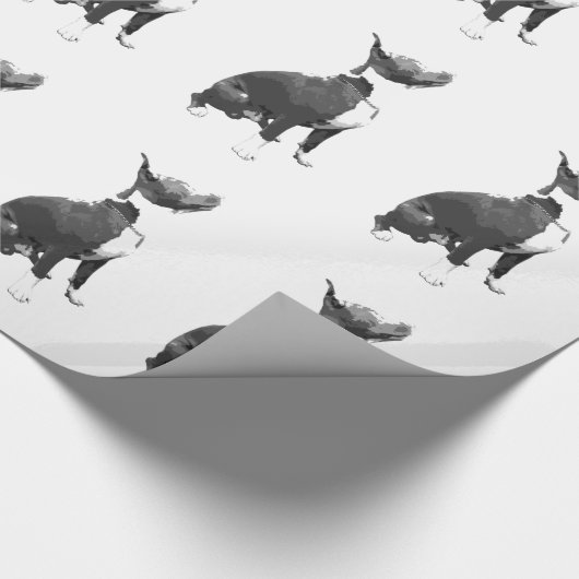 Trendmuster Schwarz-Weiß Pit Bull Hund Geschenkpapier (Ecke)