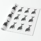 Trendmuster Schwarz-Weiß Pit Bull Hund Geschenkpapier (Ungerollt)