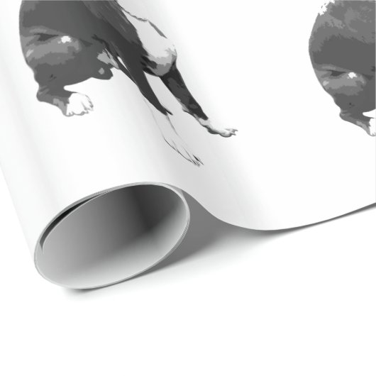 Trendmuster Schwarz-Weiß Pit Bull Hund Geschenkpapier (Rolleneckpunkt)