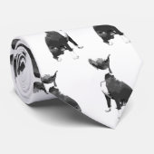 Trendmuster Schwarz-Weiß Pit Bull Hund Krawatte (Gerollt)