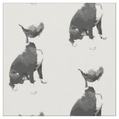 Trendmuster Schwarz-Weiß Pit Bull Hund Stoff (Nahaufnahme)