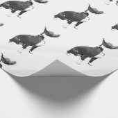 Trendmuster Schwarz-Weiß Pit Bull Hund Wrappi Geschenkpapier (Ecke)