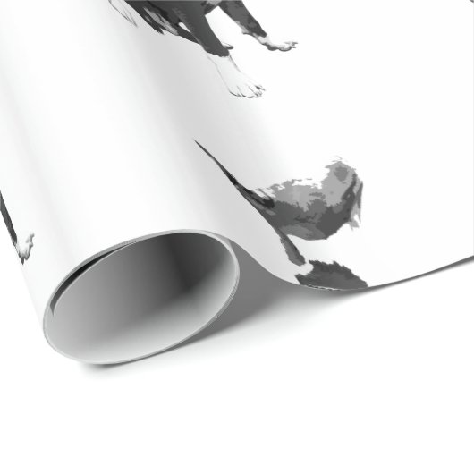 Trendmuster Schwarz-Weiß Pit Bull Hund Wrappi Geschenkpapier (Rolleneckpunkt)