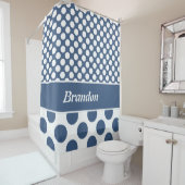 Trendname Blue & White Polka Dot Muster Duschvorhang (Beispiel)