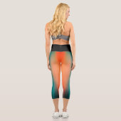 Trendname dunkel Aquamarin bis orange glatt Capri Leggings (Rückseite)