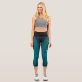 Trendname dunkel Aquamarin bis orange glatt Capri Leggings (Vorderseite)