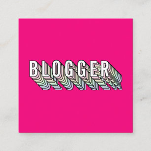Trendneon pink 3d Typografy Blogger minimal Quadratische Visitenkarte