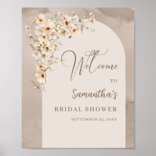 Trendneutrale Wildblumen boho arch Begrüßungszeich Poster