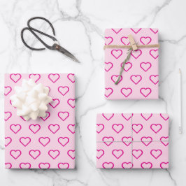 TrendNiedliches rosa Herzmuster Einfach Geschenkpapier Set