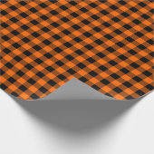 Trendo Orange Herbst Halloween Buffalo Kariert Geschenkpapier (Ecke)