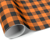 Trendo Orange Herbst Halloween Buffalo Kariert Geschenkpapier (Rolleneckpunkt)