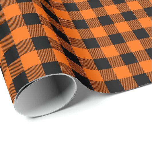 Trendo Orange Herbst Halloween Buffalo Kariert Geschenkpapier (Rolleneckpunkt)