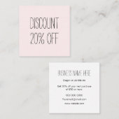 Trendpastellrosa Minimalistische moderne Discount- Rabattkarte (Vorne/Hinten)