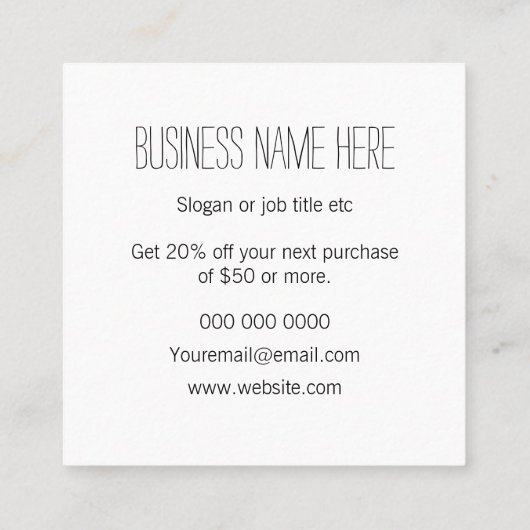 Trendpastellrosa Minimalistische moderne Discount- Rabattkarte (Rückseite)