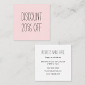 Trendpastellrosa Minimalistische moderne Discount- Rabattkarte (Vorne/Hinten)