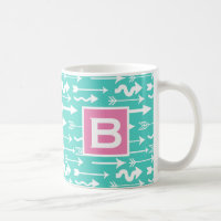 Trendpfeile Muster Aquamarin und rosa Monogramm