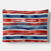 Trendred White Blue Stripes American Watercolor