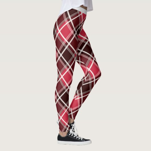 Trendred White Maroon Geometric Diamond Muster Leggings (Rechts)