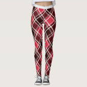 Trendred White Maroon Geometric Diamond Muster Leggings (Vorderseite)