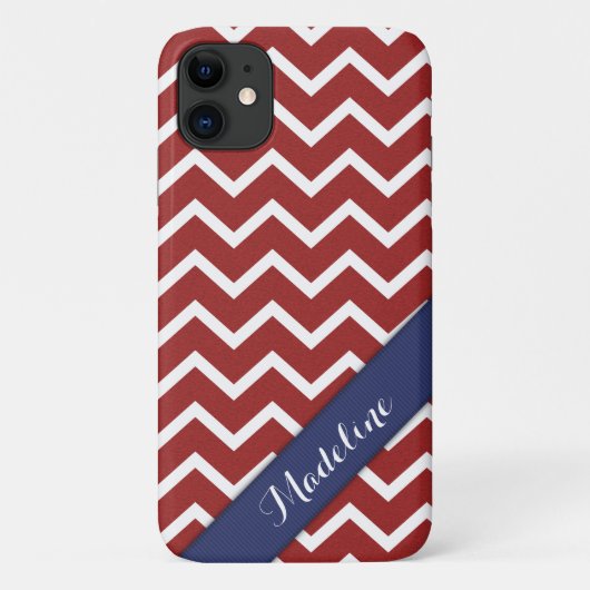 Trendred White Zickzack Blue Ribbon Case-Mate iPhone Hülle (Rückseite)