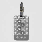 Trendreisebilder Schwarz/Weiß Personalisiert Gepäckanhänger (Vorderseite Vertikal)