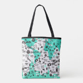 Trendreisen Objekte Typografie Muster Aquamarin We Tasche (Rückseite)