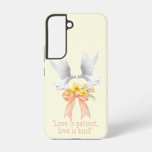 Trendreligiöse Pfirsich-Blumen-Schleife-Punkte Wei Samsung Galaxy Hülle