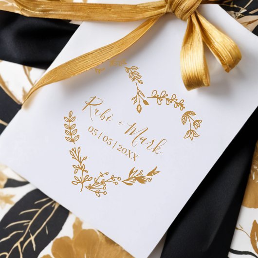 Trendromantische Wildblumen Twigs Heart Wedding Gummistempel