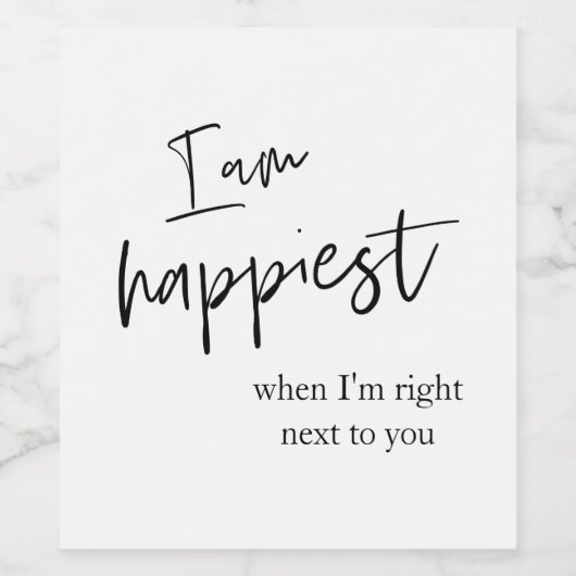 Trendromantisches Black Quote Geschenk Weinetikett (Einzelnes Label)