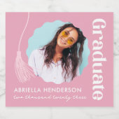 Trendrosa Abschluss Foto Schaumweinetikett (Einzelnes Label)