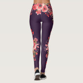 Trendrosa Blume und Lila Leggings (Rückseite)