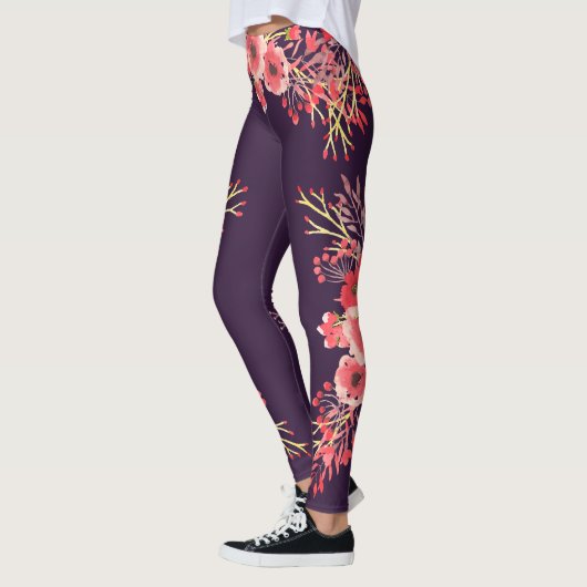Trendrosa Blume und Lila Leggings (Links)