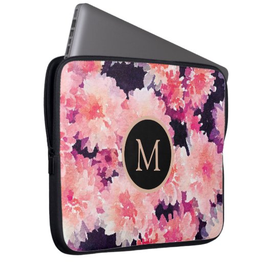 Trendrosa Blumenmuster Laptopschutzhülle (Vorne Rechts)