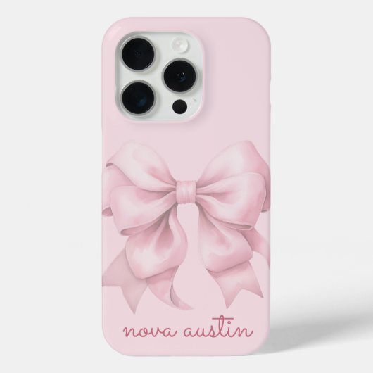 Trendrosa Bow Personalisiert mit Name Monogram Case-Mate iPhone Hülle (Rückseite)