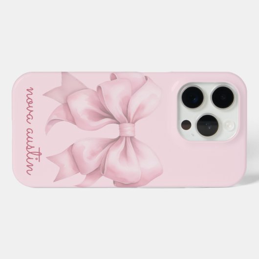 Trendrosa Bow Personalisiert mit Name Monogram Case-Mate iPhone Hülle (Rückseite (Horizontal))