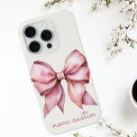 Trendrosa Bow Personalisiert mit Name Monogram Case-Mate iPhone Hülle<br><div class="desc">Lassen Sie Ihren Stil mit dem trendigen rosa Bow Personalisiert mit Name Monogram iPhone Case, der perfekten Mischung aus Eleganz und Personalisierung, noch weiter ausbauen. Dieses individuelle Handy-Gehäuse zeichnet sich durch einen zarten Wasserfarbenbogen in einem weichen rosa Farbton aus und zeichnet ein Vintages gürtelartiges Ästhetik auf, das sowohl trendig als...</div>