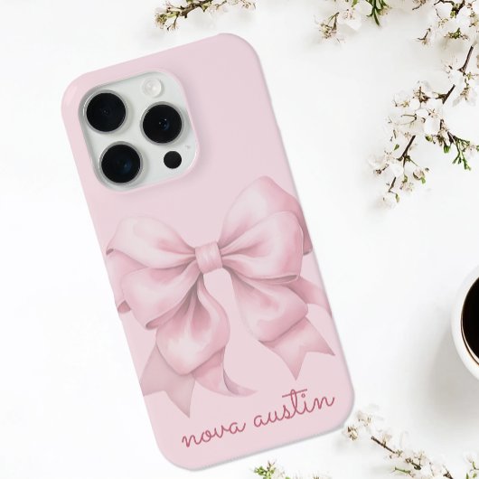 Trendrosa Bow Personalisiert mit Name Monogram Case-Mate iPhone Hülle