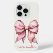 Trendrosa Bow Personalisiert mit Name Monogram Case-Mate iPhone Hülle (Rückseite)