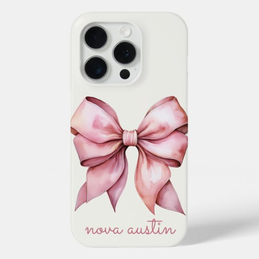 Trendrosa Bow Personalisiert mit Name Monogram Case-Mate iPhone Hülle (Rückseite)