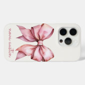 Trendrosa Bow Personalisiert mit Name Monogram Case-Mate iPhone Hülle (Rückseite (Horizontal))
