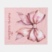Trendrosa Bow Personalisiert mit Name Monogram Fleecedecke (Vorderseite (Horizontal))