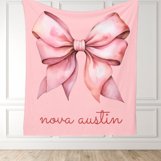 Trendrosa Bow Personalisiert mit Name Monogram Fleecedecke