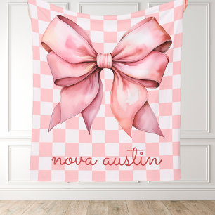 Trendrosa Bow Personalisiert mit Name Monogram Fleecedecke