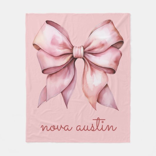 Trendrosa Bow Personalisiert mit Name Monogram Fleecedecke (Vorderseite)