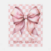 Trendrosa Bow Personalisiert mit Name Monogram Fleecedecke (Vorderseite)