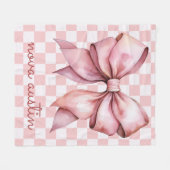 Trendrosa Bow Personalisiert mit Name Monogram Fleecedecke (Vorderseite (Horizontal))